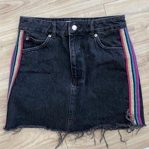 Top Shop Rainbow Stripe Denim Skirt